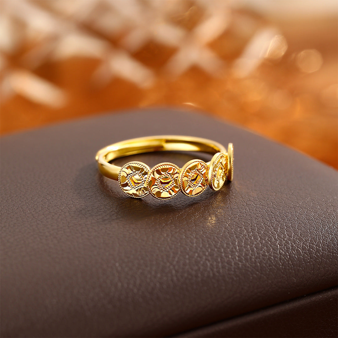 Planderful S925 Sterling Silver Broken Ice Coin Ring For Women Adjustable Light Luxury Index Finger Ring