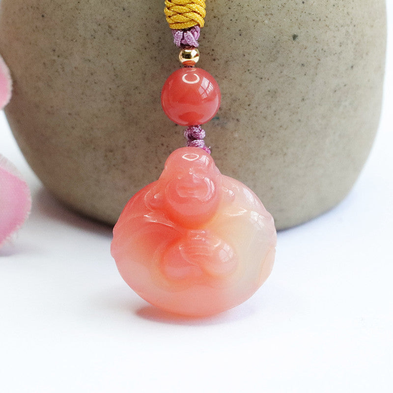 Buddha's Fortune Natural Agate Necklace With Sterling Silver