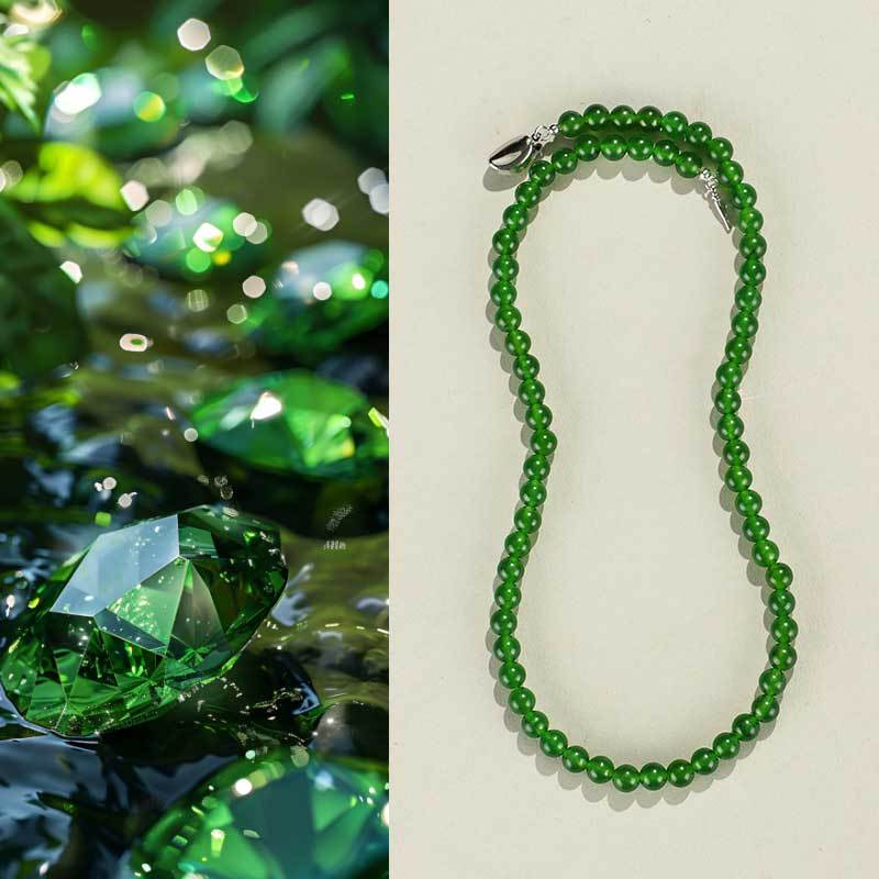 Chalcedony Round Bead Necklace