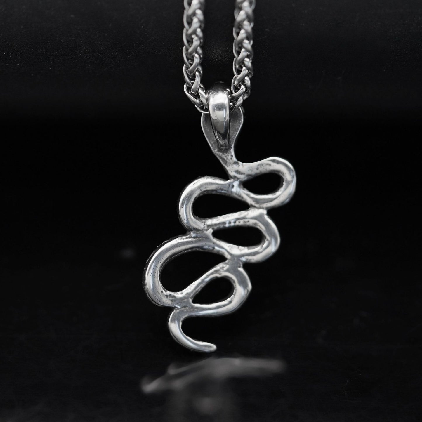 Steel Necklace - Vintage Snake Pendant