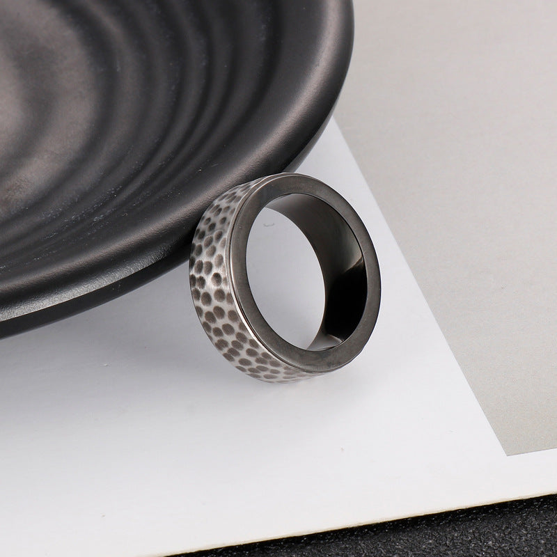 Personalized Minimalist 8mm Men's Titanium Steel Ring with Smooth Groove Design in South Korea