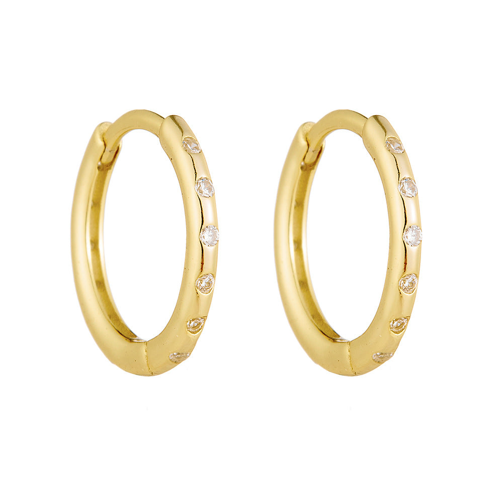 S925 Sterling Silver Zircon Earrings, Ear Buckles,, And Geometric Circle Earrings.