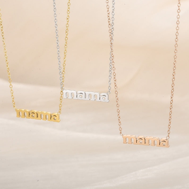 Source Factory 18k Gold Electroplated Stainless Steel Mama Letter Pendant Necklace Mother'S Day