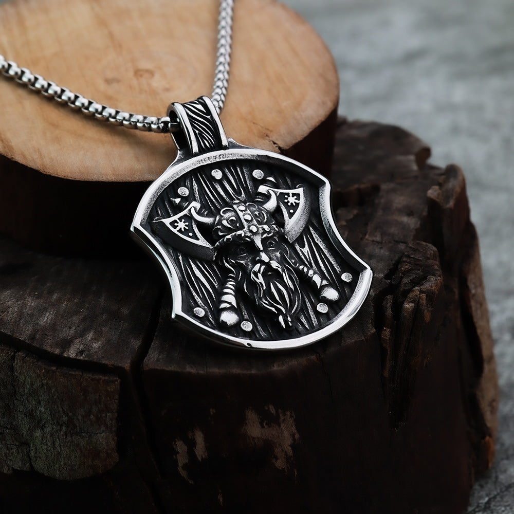 Nordic Viking Jewelry Odin Double Axe Pendant Necklace for Men