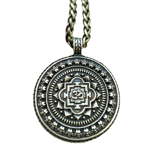 Indian Mythology Mandala Flower Necklace with Tassel Pendant - Zen Yoga OM Jewelry for Men