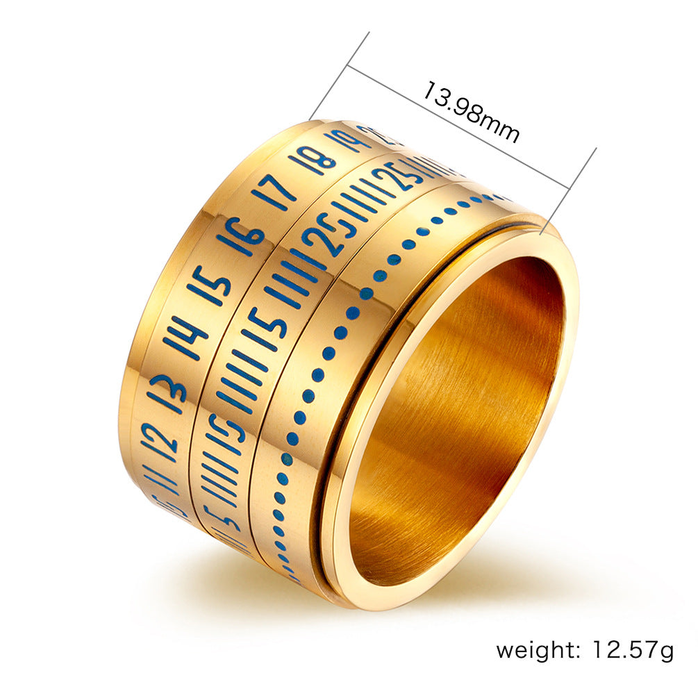 Planderful Luminous Stainless Steel Ring With Arabic Numerals Time Display For Unisex Fashion