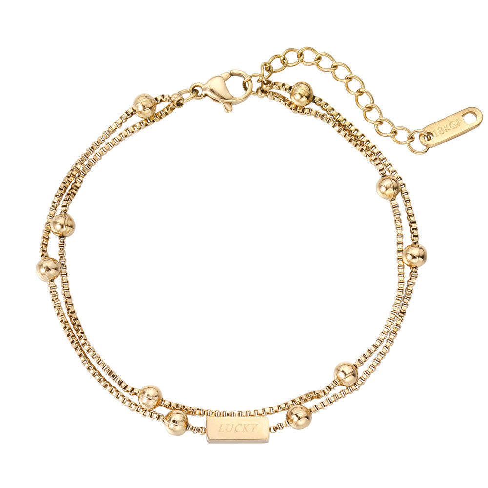 Planderful Titanium Steel Bracelet Double Layer Minimalist Style For Women Lucky Lady Charm Statement