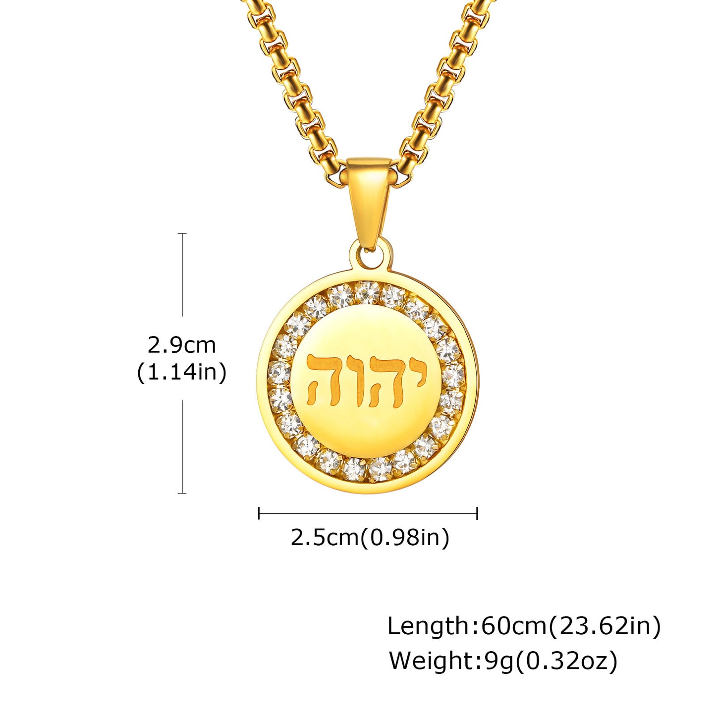 Planderful Stainless Steel Hebrew Pendant Necklace For Men