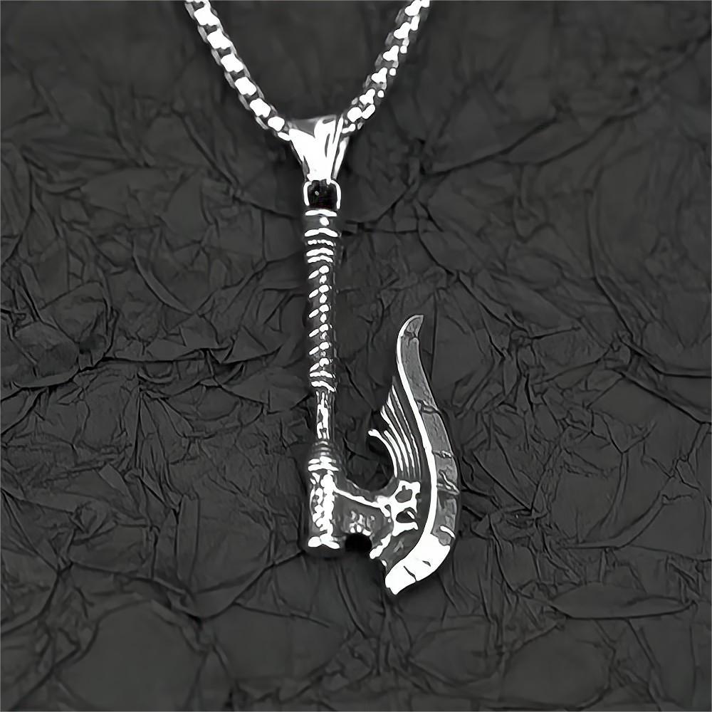 European And American Jewelry Wholesale Titanium Steel Men's Pendant Necklace Retro Hip-Hop Axe Text Design