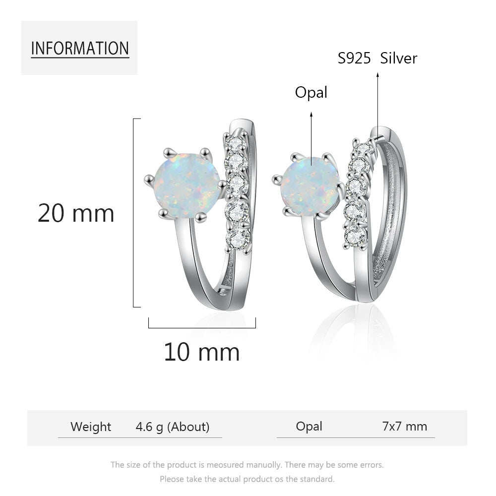 Planderful Jewelry Opal Hoop Earrings S925 Sterling Silver Everyday Genie Collection