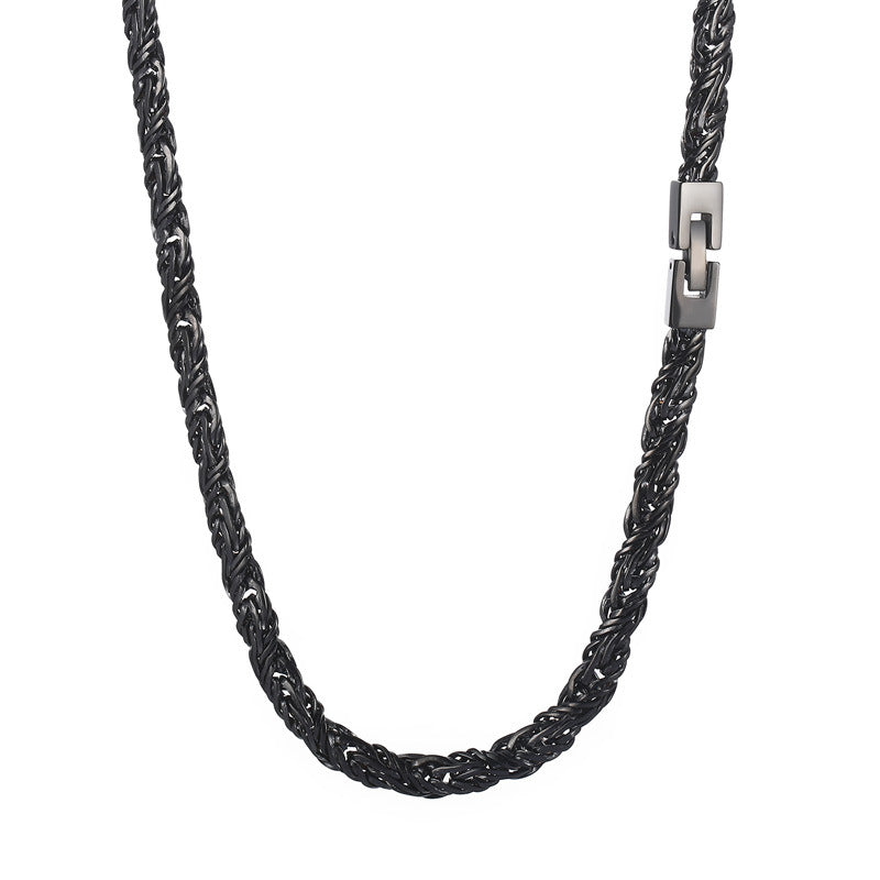 Hip Hop Stainless Steel Woven Twist Chain Necklace Male Titanium