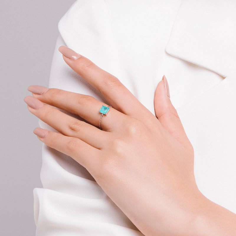 Sterling Silver Tourmaline Open Ring for Women