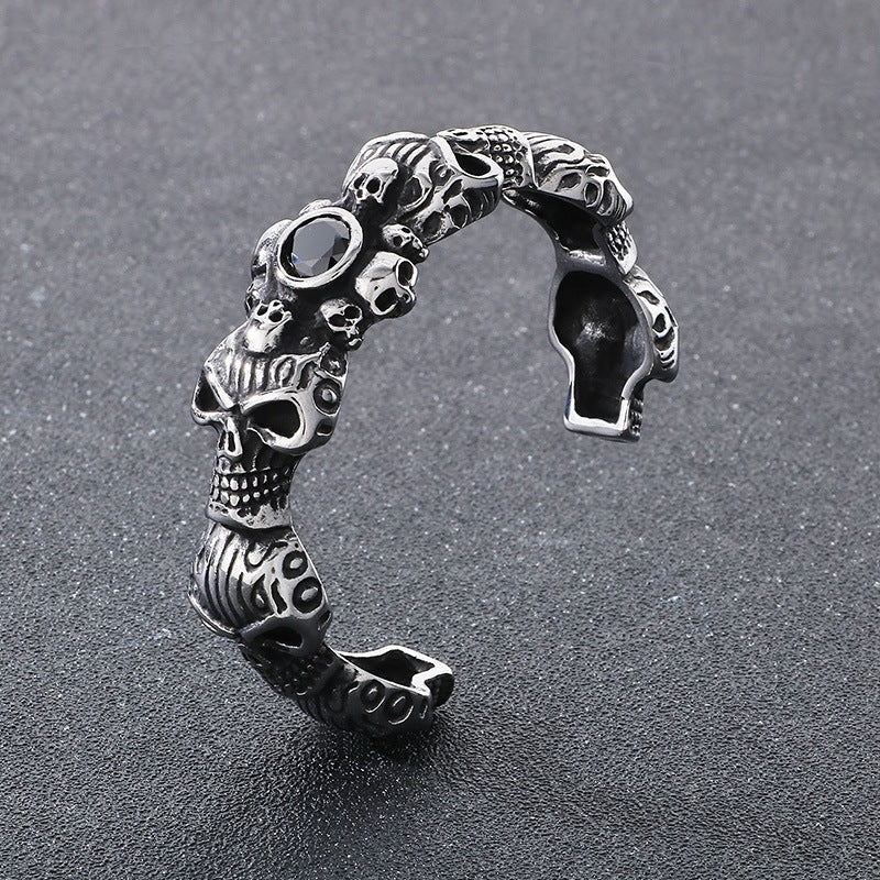 Planderful Gothic Skull Bracelet For Men Titanium Steel