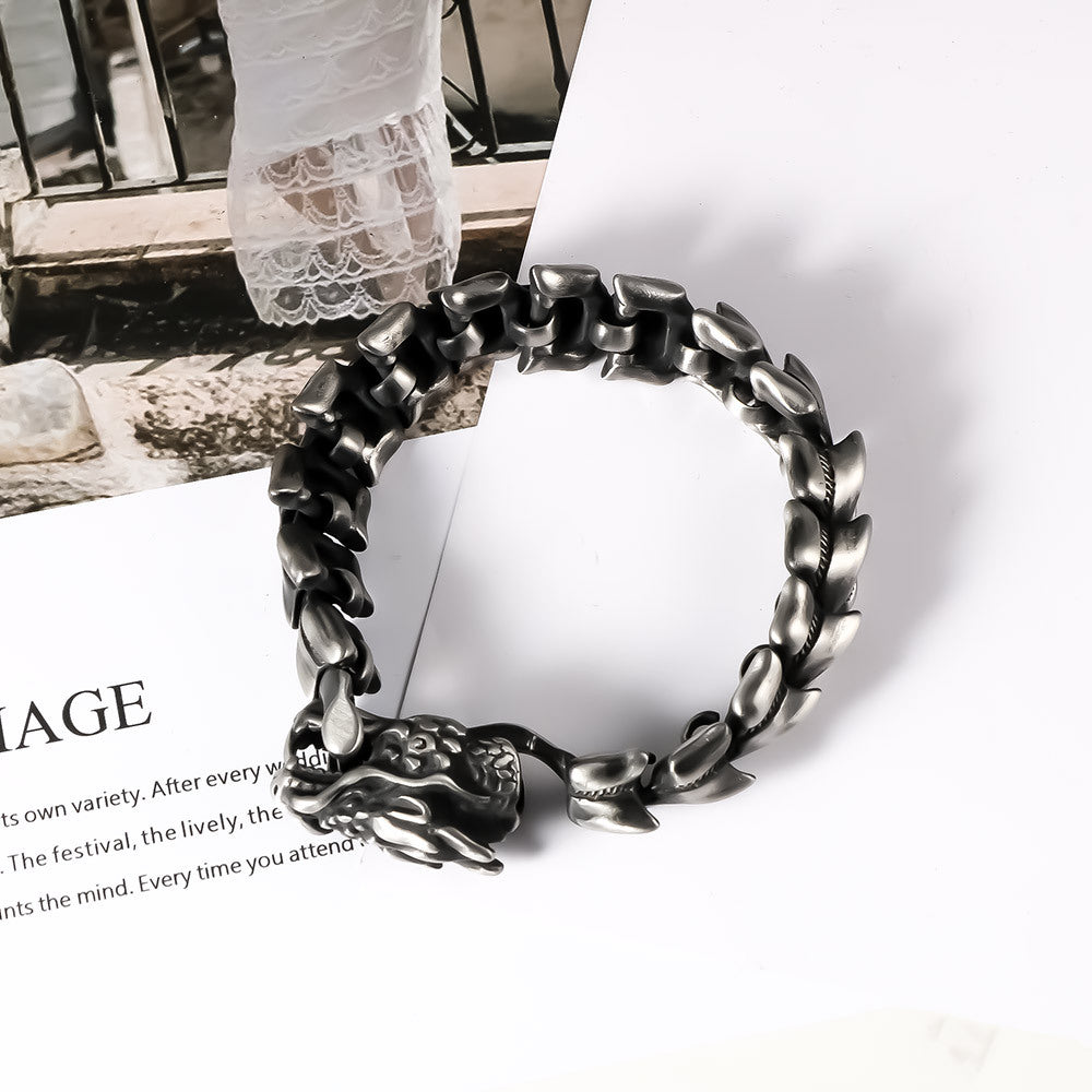 Titanium Steel Dragon Sand Surface Bracelet European Men