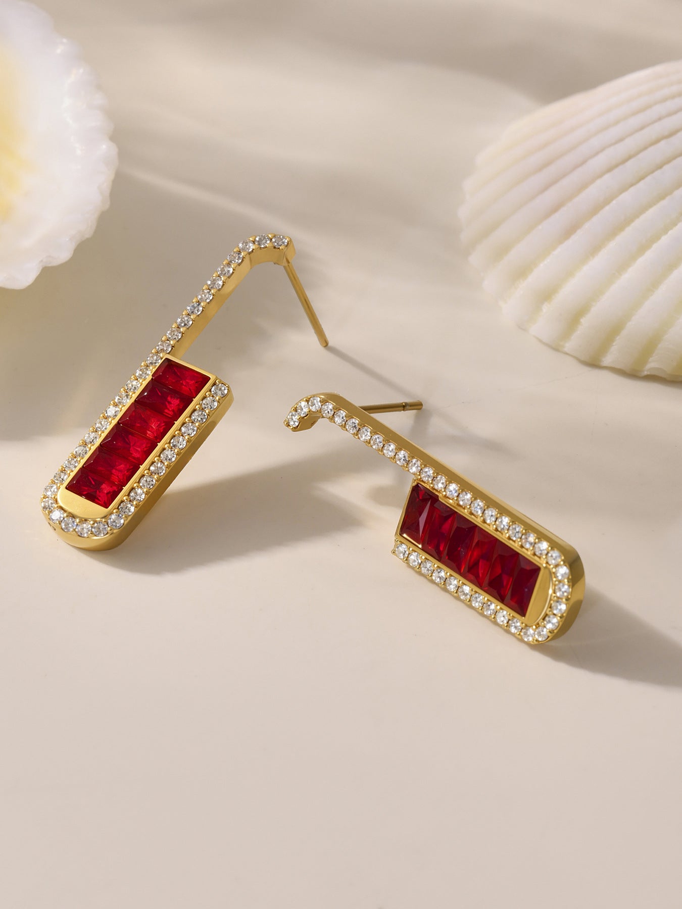 Planderful Zircon U Shaped Earrings Stainless Steel Ladies