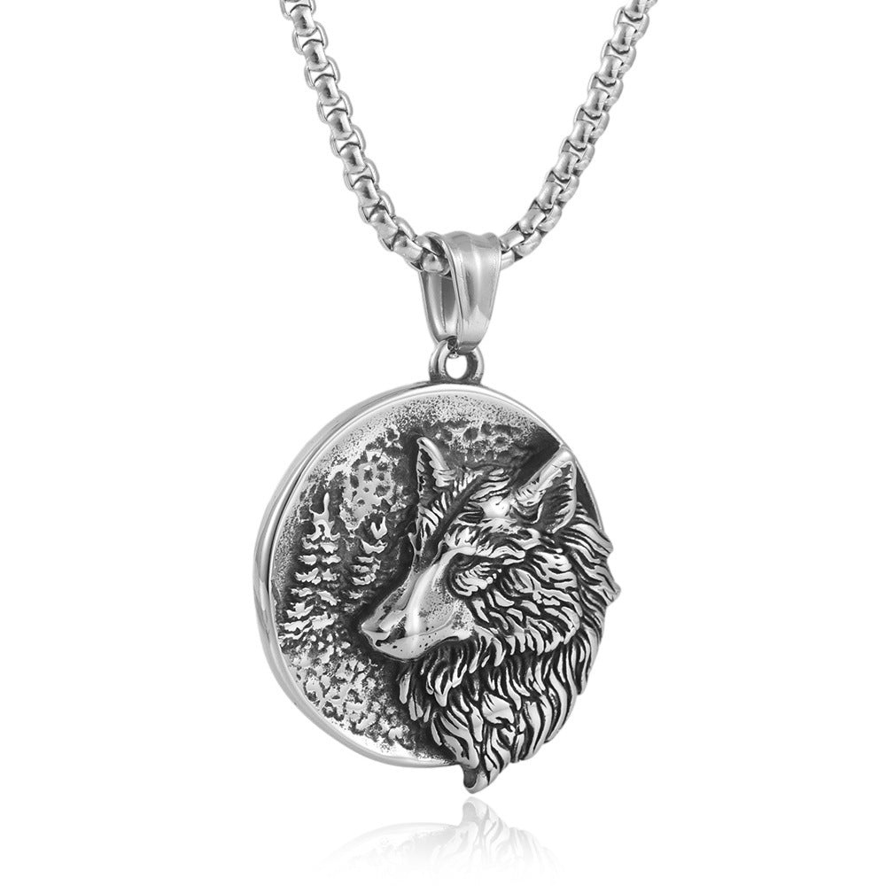 European And American Stainless Steel Wolf Pendant Necklace