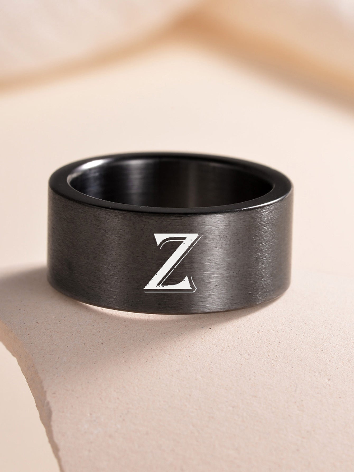 Planderful Everyday Genie Fade Resistant Stainless Steel Letter Ring For Men And Women