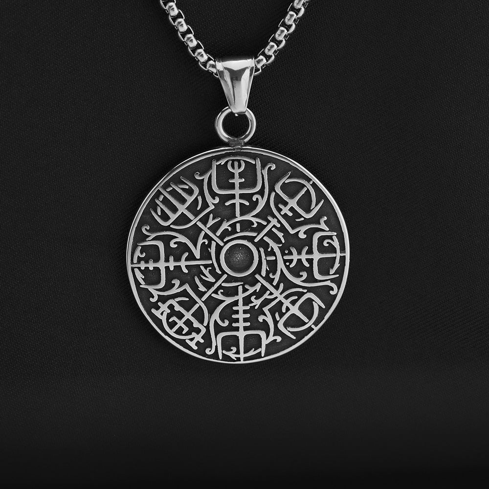 Planderful Norse Legacy Viking Compass Pendant For Men In Durable Stainless Steel Titanium Retro Necklace