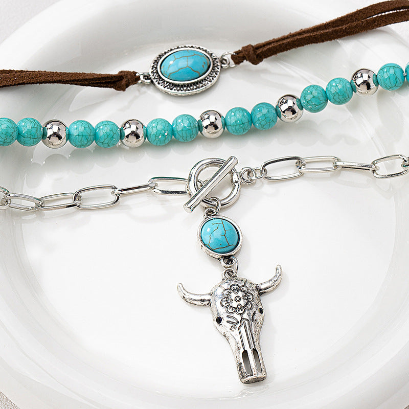 Planderful Vienna Verve Necklace – Unique Retro Turquoise Bull Head Design