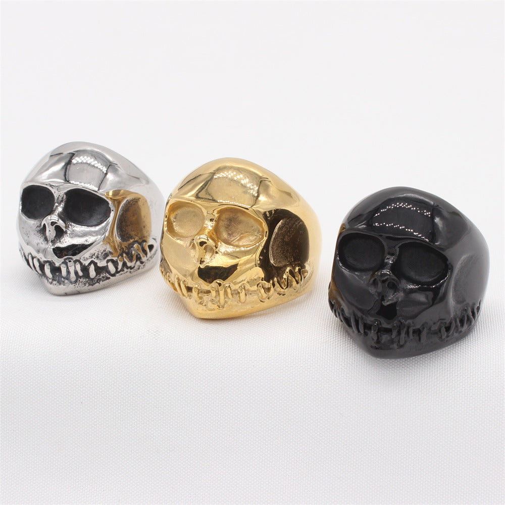 Planderful Everyday Genie Retro Skull Men's Titanium Steel Ring – Personalized European and American Style