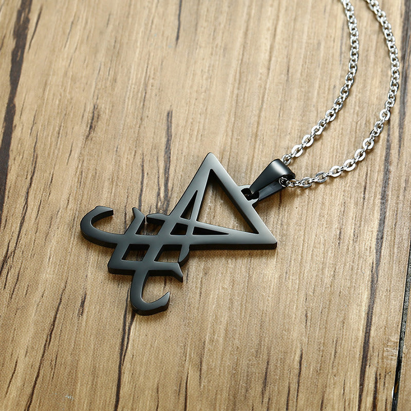 Titanium Steel Lucifer Seal Pendant for Men, Black Jewelry