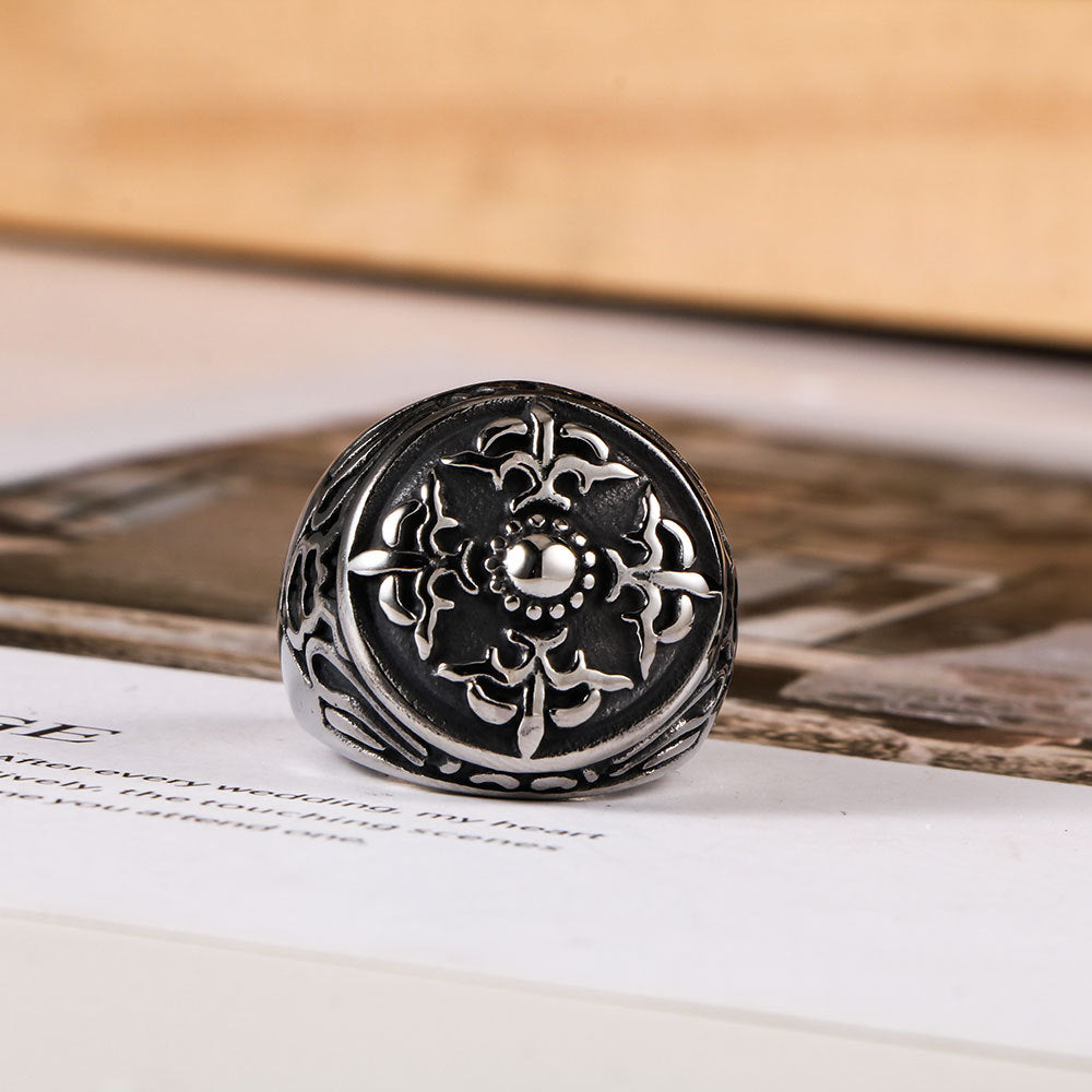 Retro European American Titanium Steel Hip Hop Ring For Men