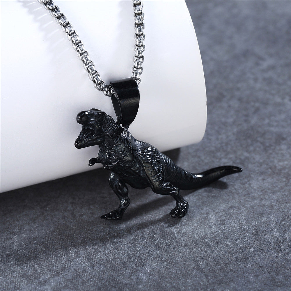 Personalized Tyrannosaurus Rex Pendant Steel Unisex Bold Retro Dino Gift Planderful