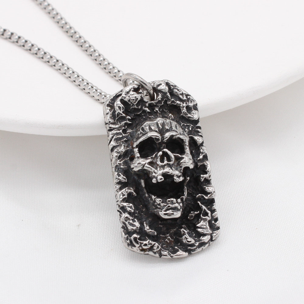 Planderful Punk Rock Skull Pendant Titanium Steel Personalized Retro European American Unisex Necklace