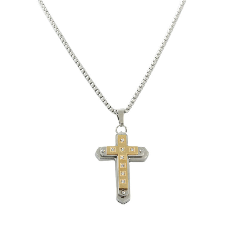 Personalized Retro Titanium Steel Cross Pendant Necklace for Trendy Men