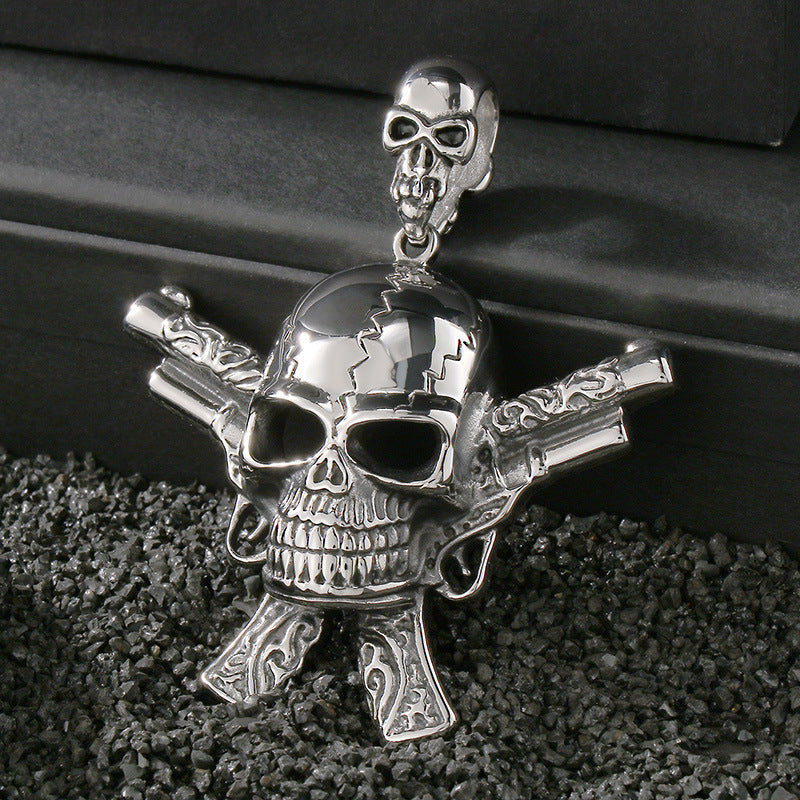 Planderful Skull Pendant Men Mechanical Pirate Necklace