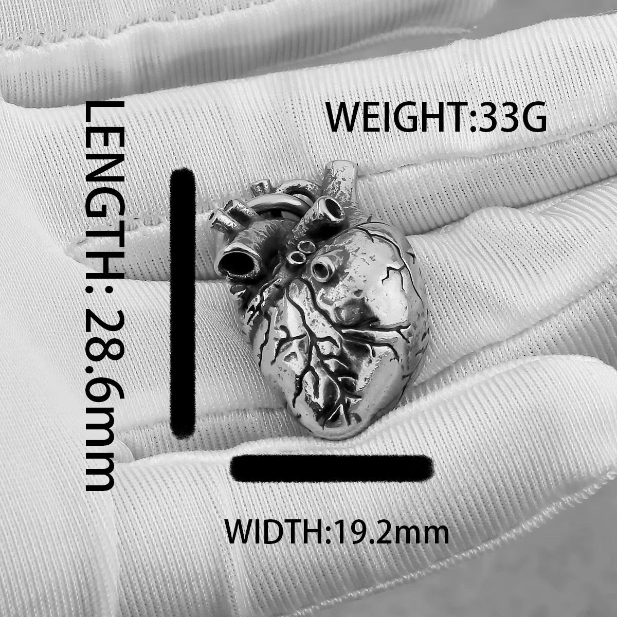 Planderful Three Dimensional Heart Pendant Necklace Unisex Personalized Dark Wind Style For Men And Women