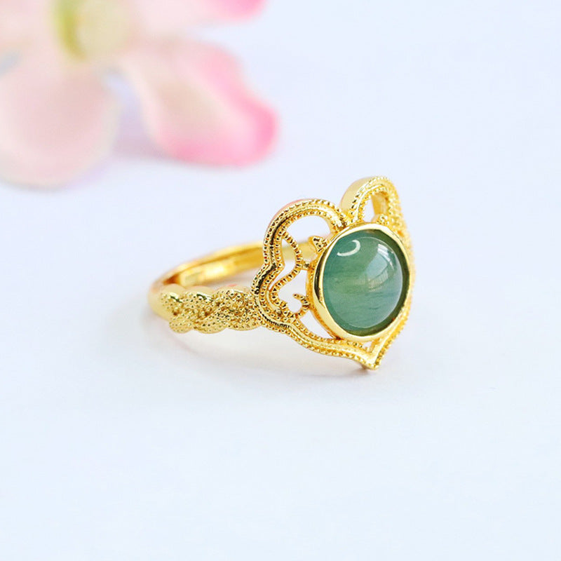 Blue-Water Jadeite Ruyi Ring