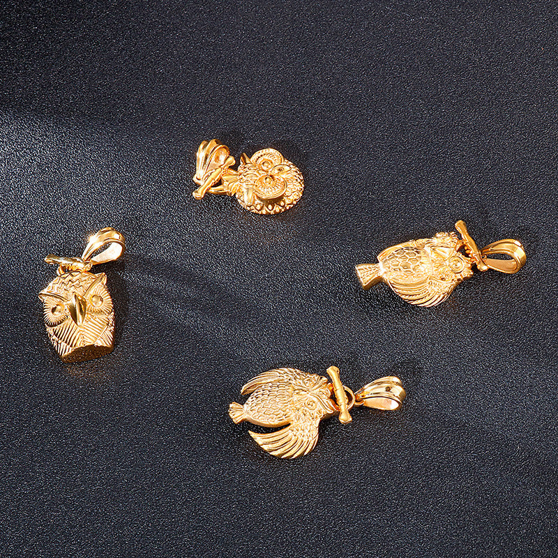 Golden Owl Titanium Pendant for Men with Rock Hip-Hop Style