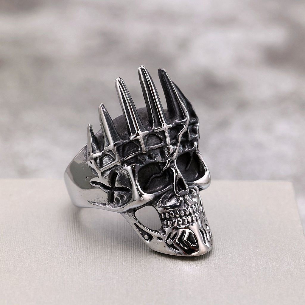 Gothic Skull Crown Stainless Steel Men's Ring