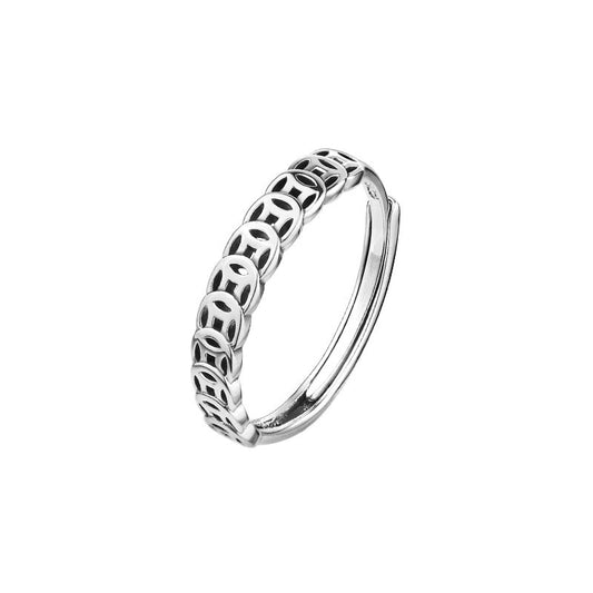 925 Sterling Silver Retro Ring Women's Coin Personalized Design