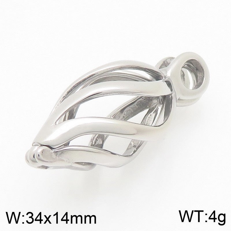 Niche Commemorative Pendant Trendy Hollow Willow Leaf Can Be Opened Water Drop-Shaped Titanium Necklace