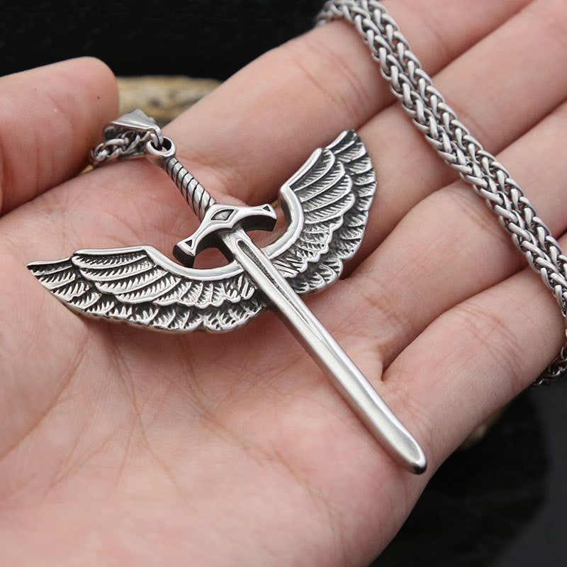 Cross-Border Amazon Jewelry Titanium Steel Eagle Feather Necklace