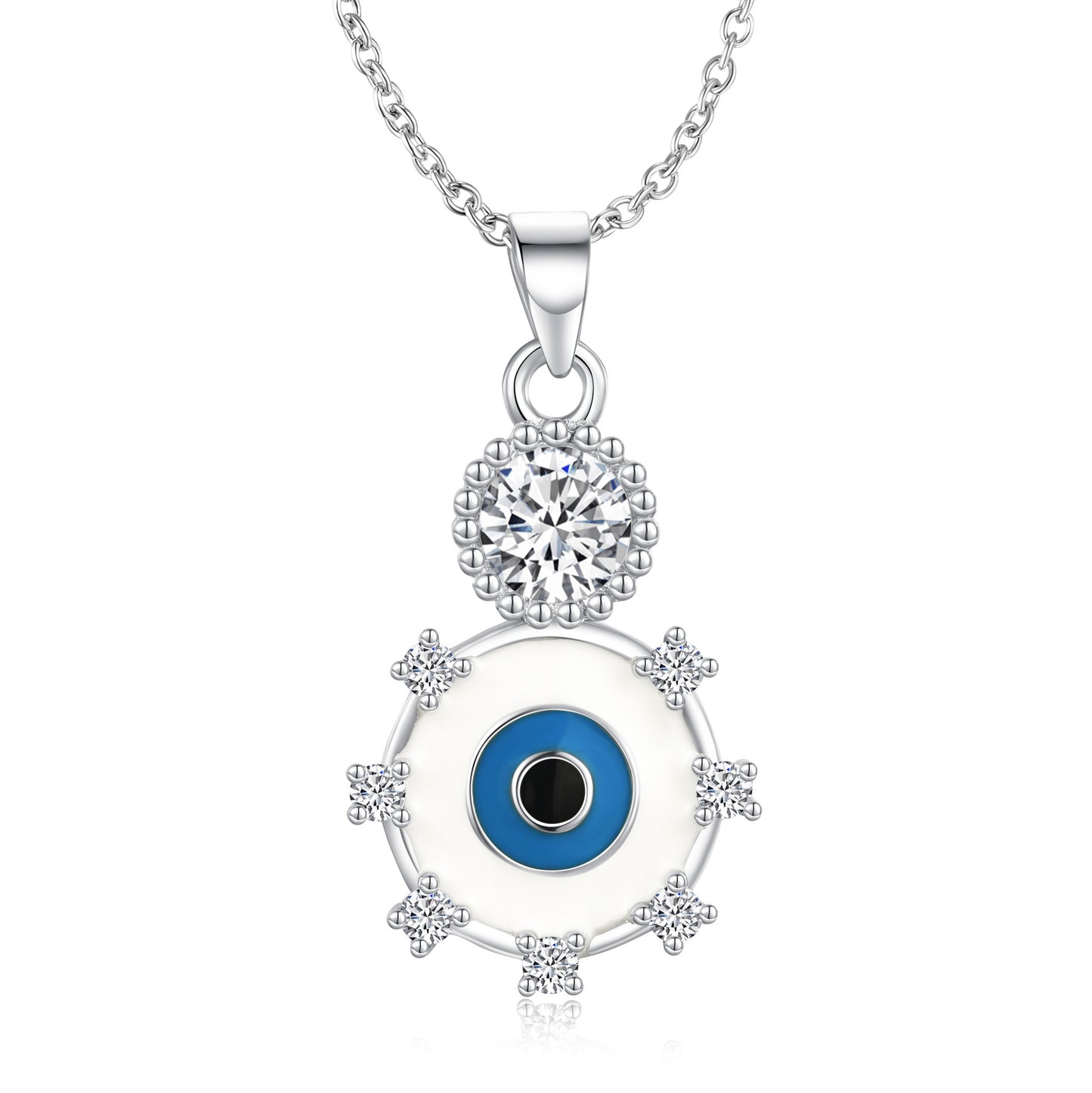 Planderful Everyday Genie Necklace – Creative European and American Niche Jewelry Round Devil's Eye S925 Silver Dripping Oil Chain
