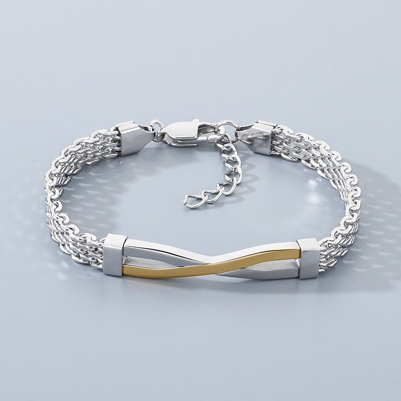 Stainless Steel Men's Design Geometric Cross Minimalist Style Titanium Steel Bracelet