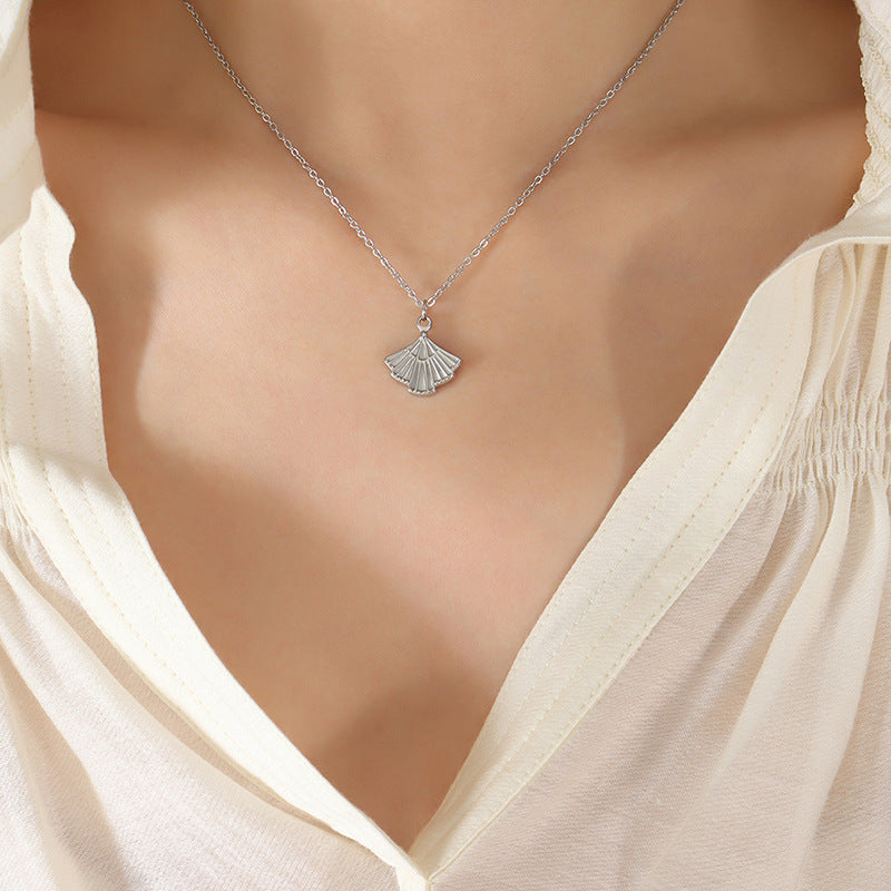 Golden Fan Pendant Necklace - Unique Design Non-Fading Jewelry