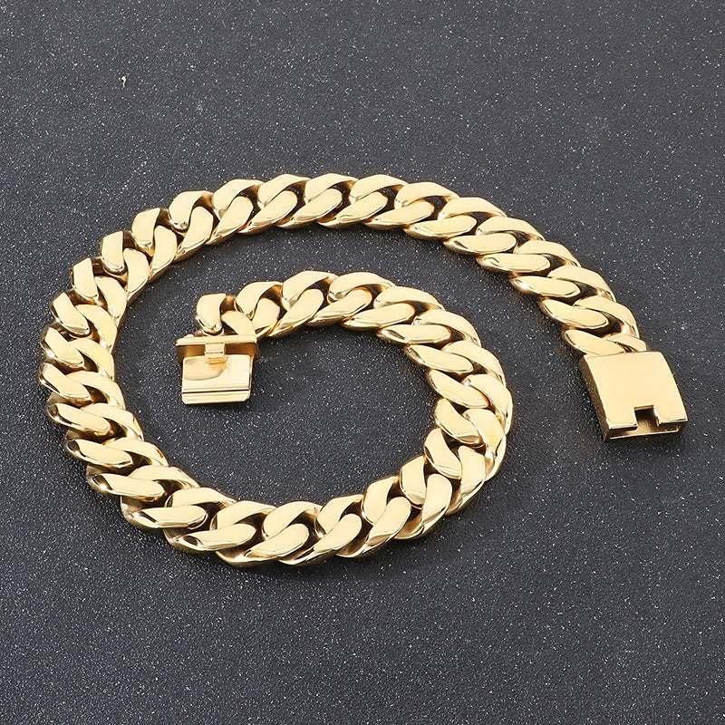 Planderful Everyday Genie Cuban Chain Mens Necklace Titanium