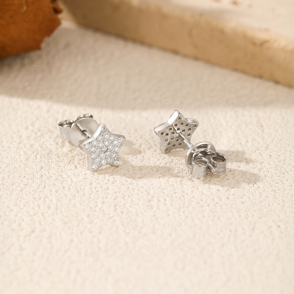 925 Sterling Silver Star Moissanite Stud Earrings