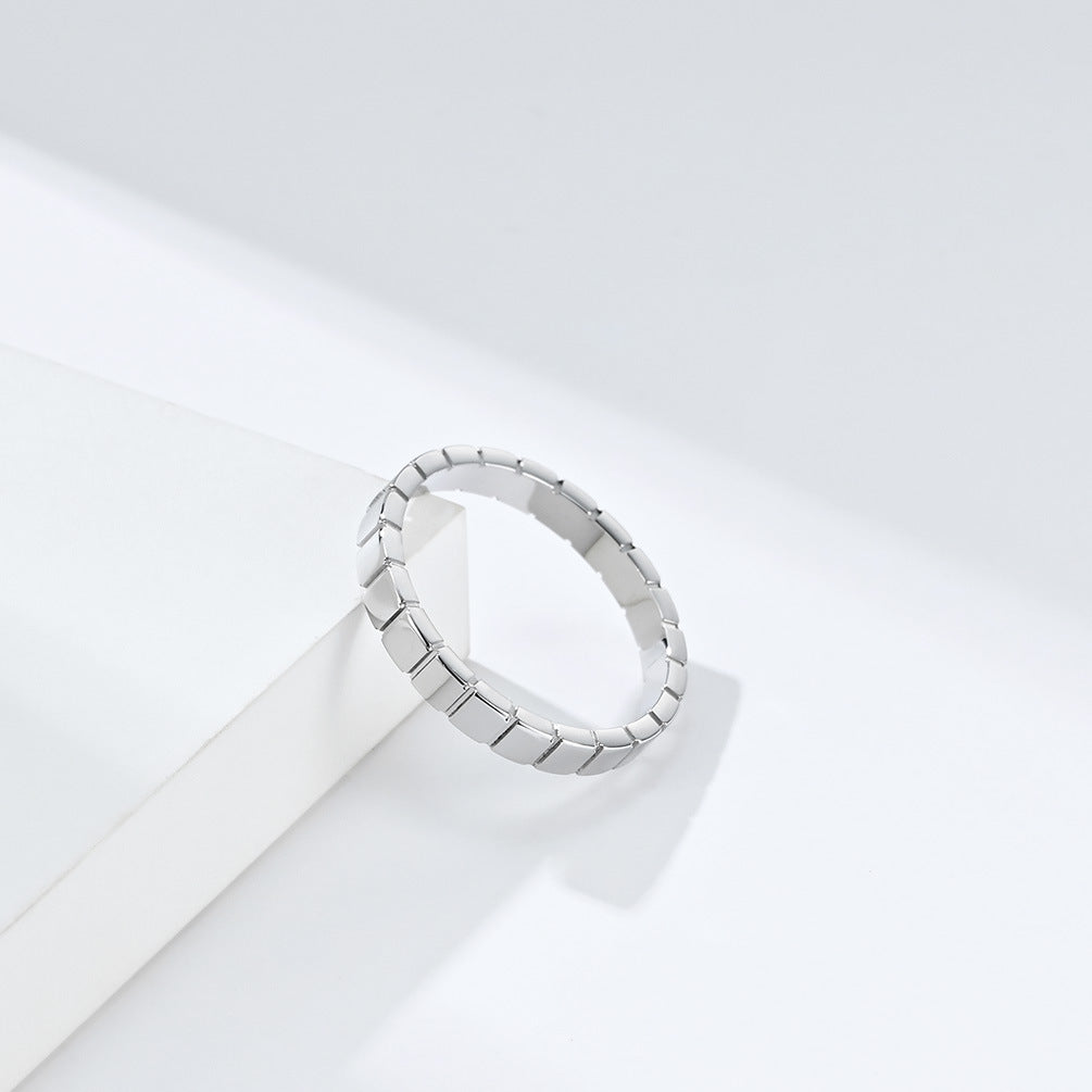 Ins Niche Square Zircon-Encrusted Titanium Steel Women's Ring