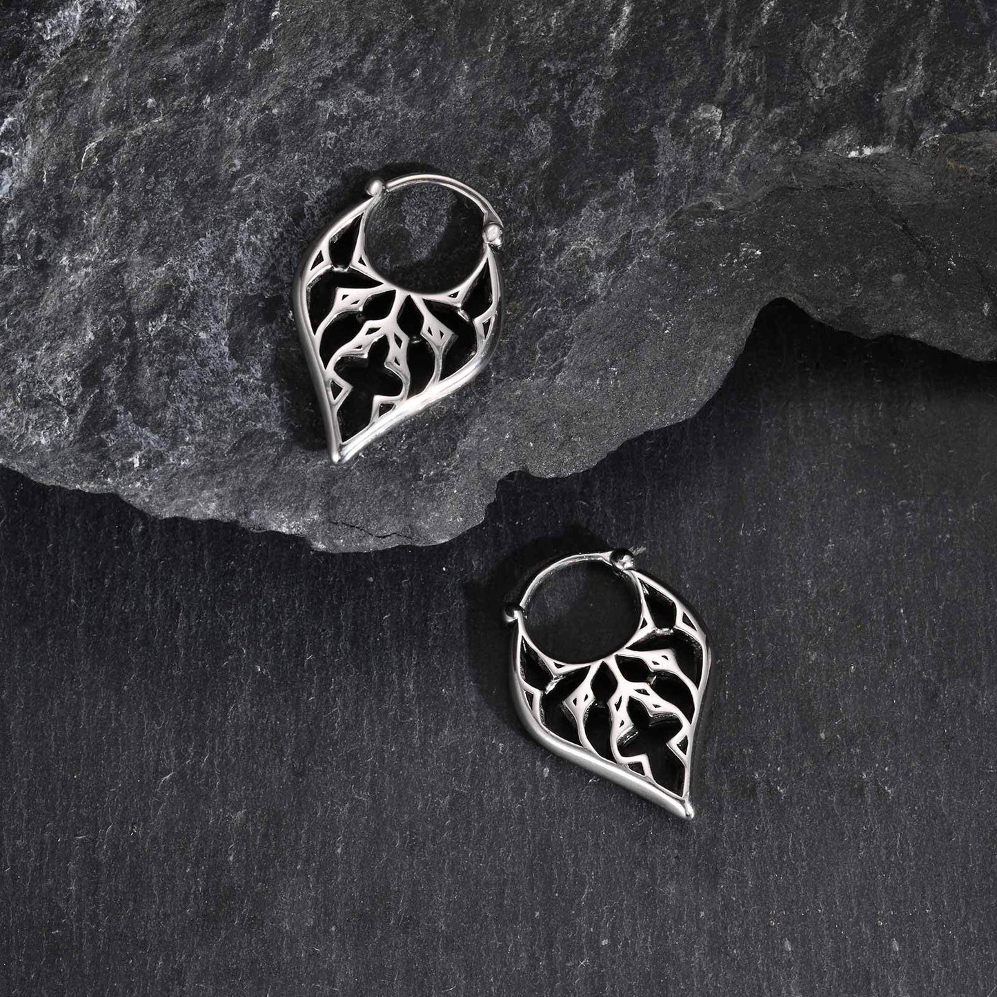 Planderful Stainless Steel Mens Earrings Hollow Engraved