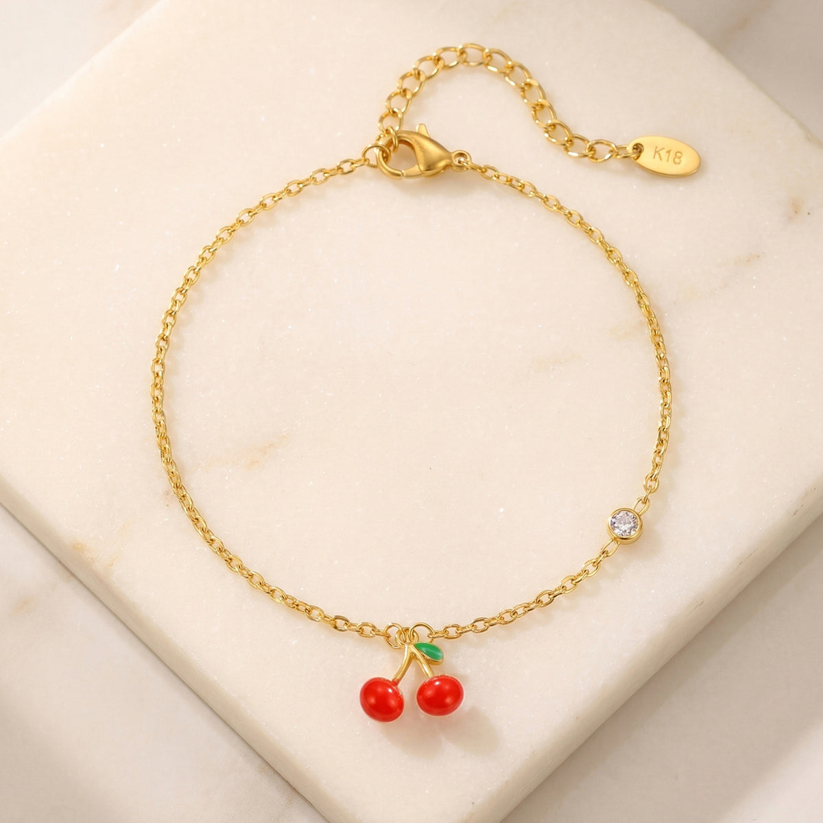 Stainless Steel Gold-Plated Style Design Zircon Cherry Necklace – Anklet