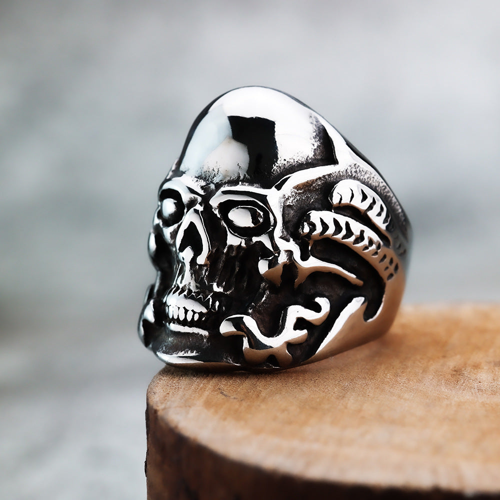 Planderful Skull Ring For Men Stainless Steel Oversized Bold