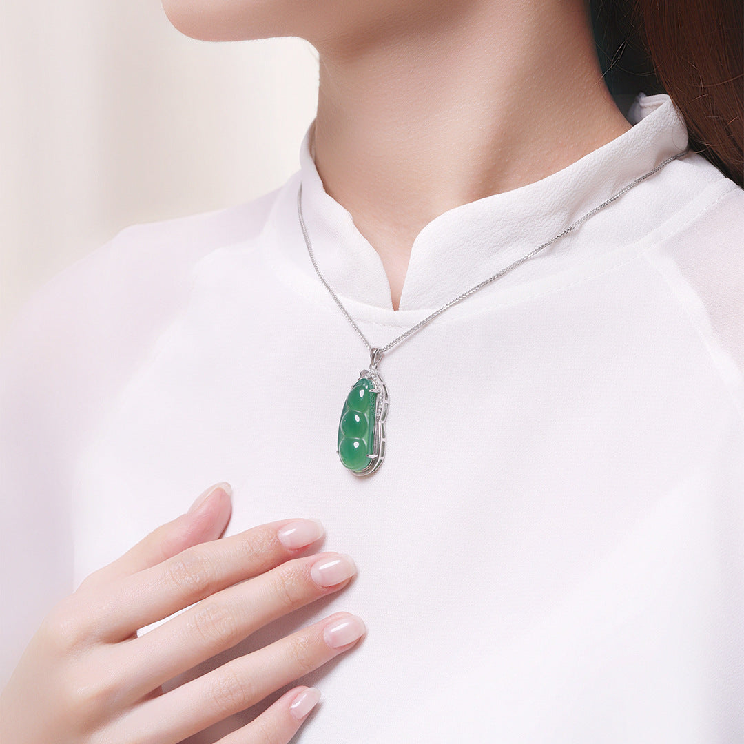 S925 Sterling Silver Natural Chalcedony Necklace