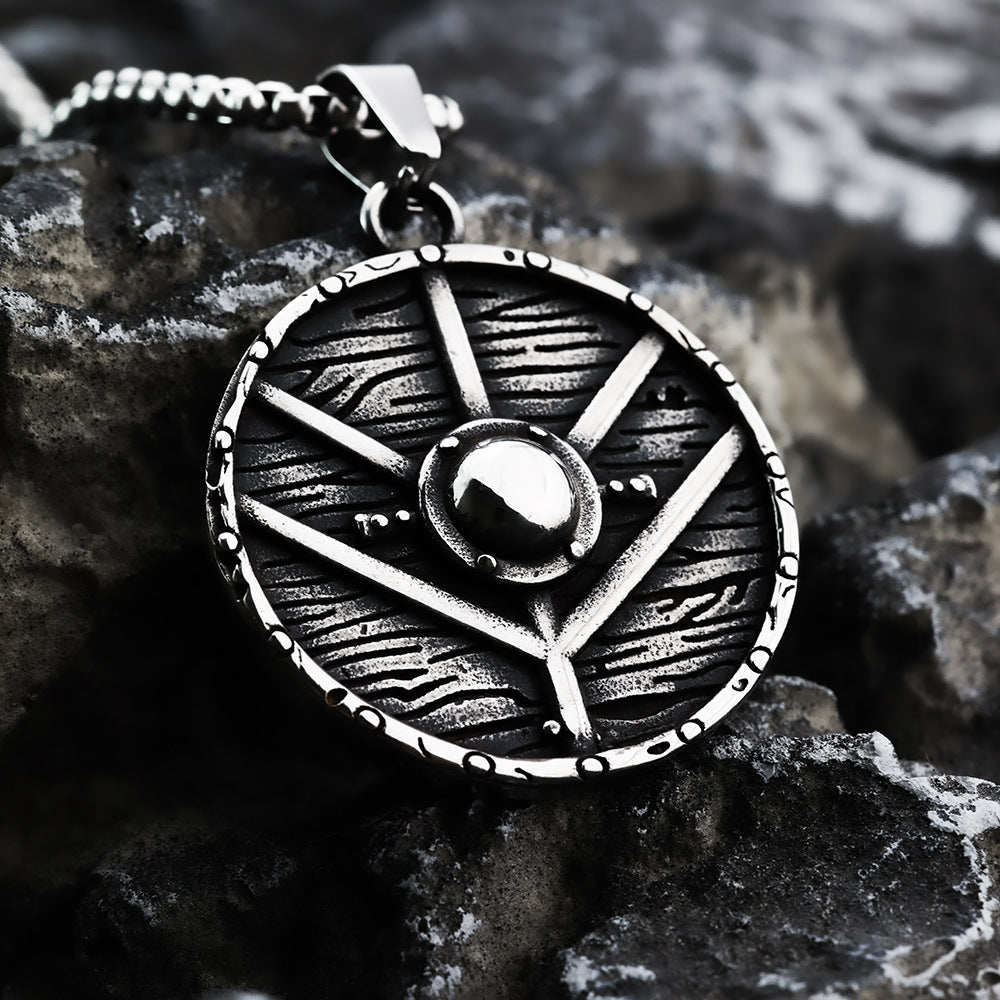 European and American Retro Stainless Steel Viking Warrior Pendant Necklace for Men