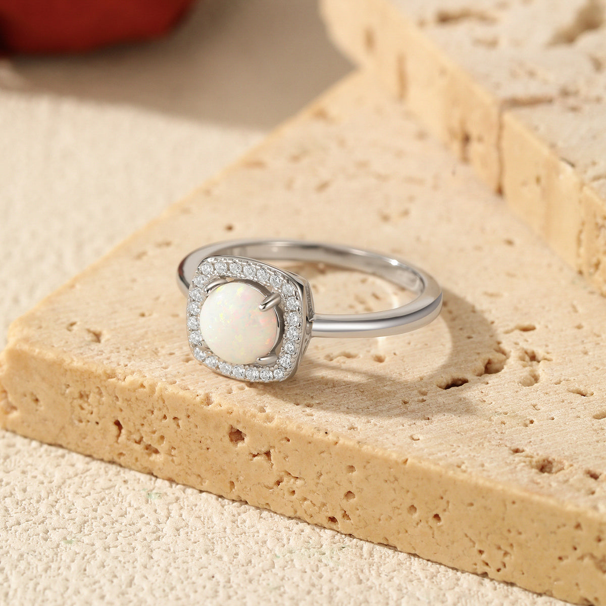 925 Sterling Silver Synthetic Opal Ring