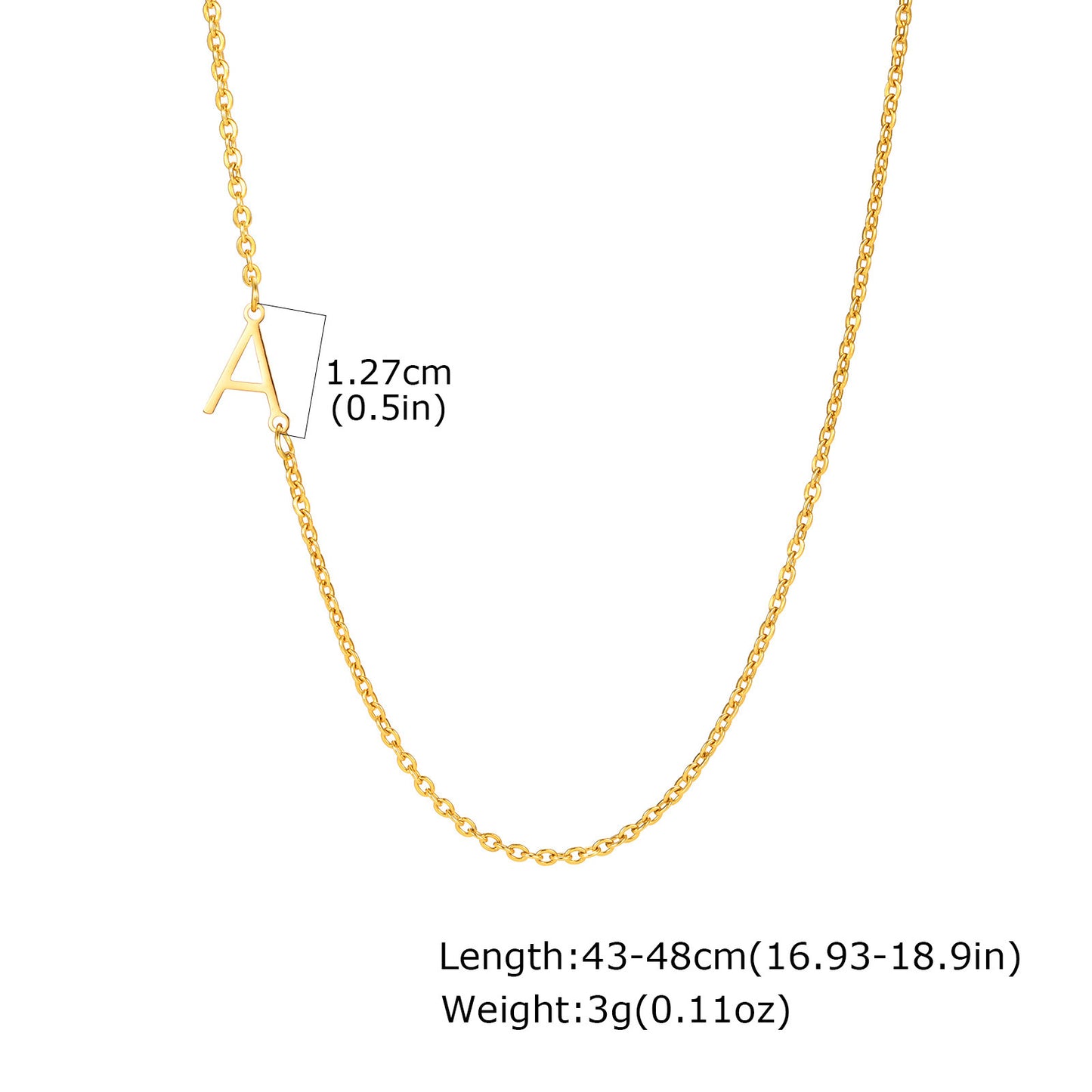 Stainless Steel Flat Cross Chain Letter Necklace Gold Collarbone Chain Letter
